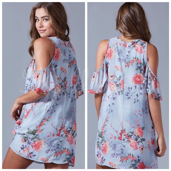 BLOWOUT SALE✨New floral cold-shoulder dress - Picture 2 of 2